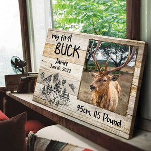 My First Buck Photo Canvas, Father’s Day Grandpa Hunting Gift, Man Gift