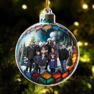 Family In Christmas Ball Personalized Acrylic Photo Ornament