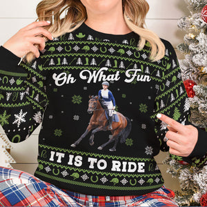 Personalized  Photo Gifts For Horse Riding Lovers Ugly Sweater