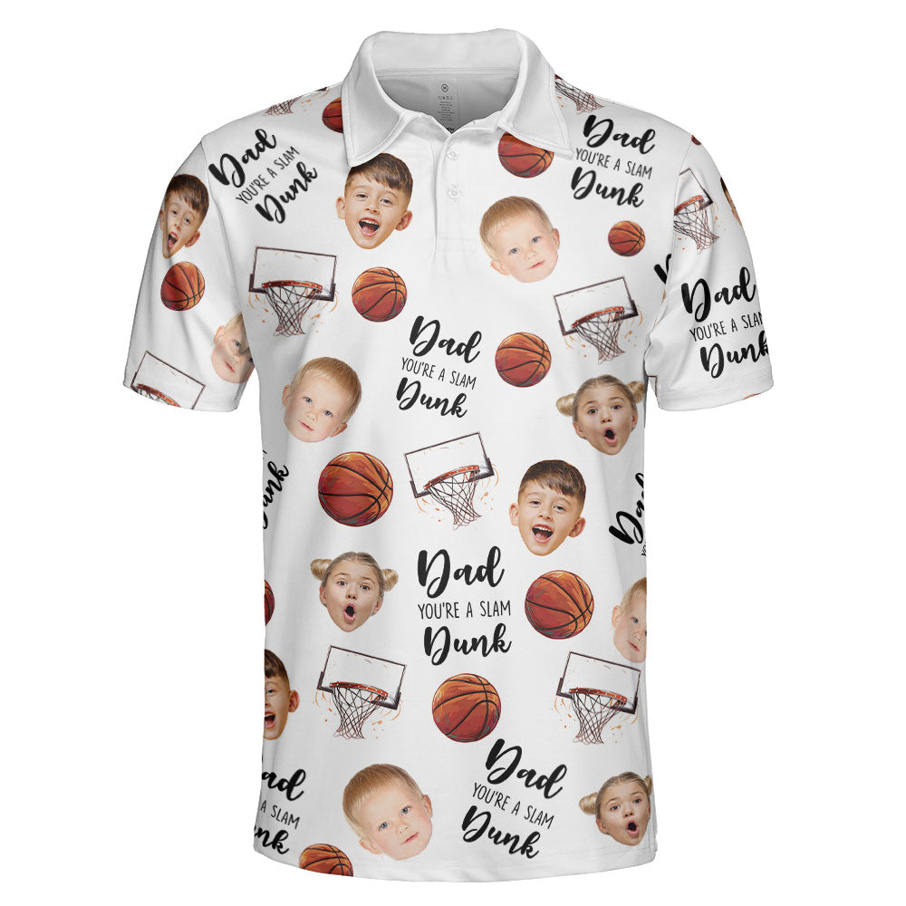 Personalized Photo Polo Shirt - Dad, You're A Slam Dunk