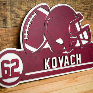 Personalized American football Player Wood Plaque