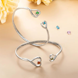 Personalized Birthstones Bracelet For Bestie, Best Friend - Thank You For Being My Unbiological Sister