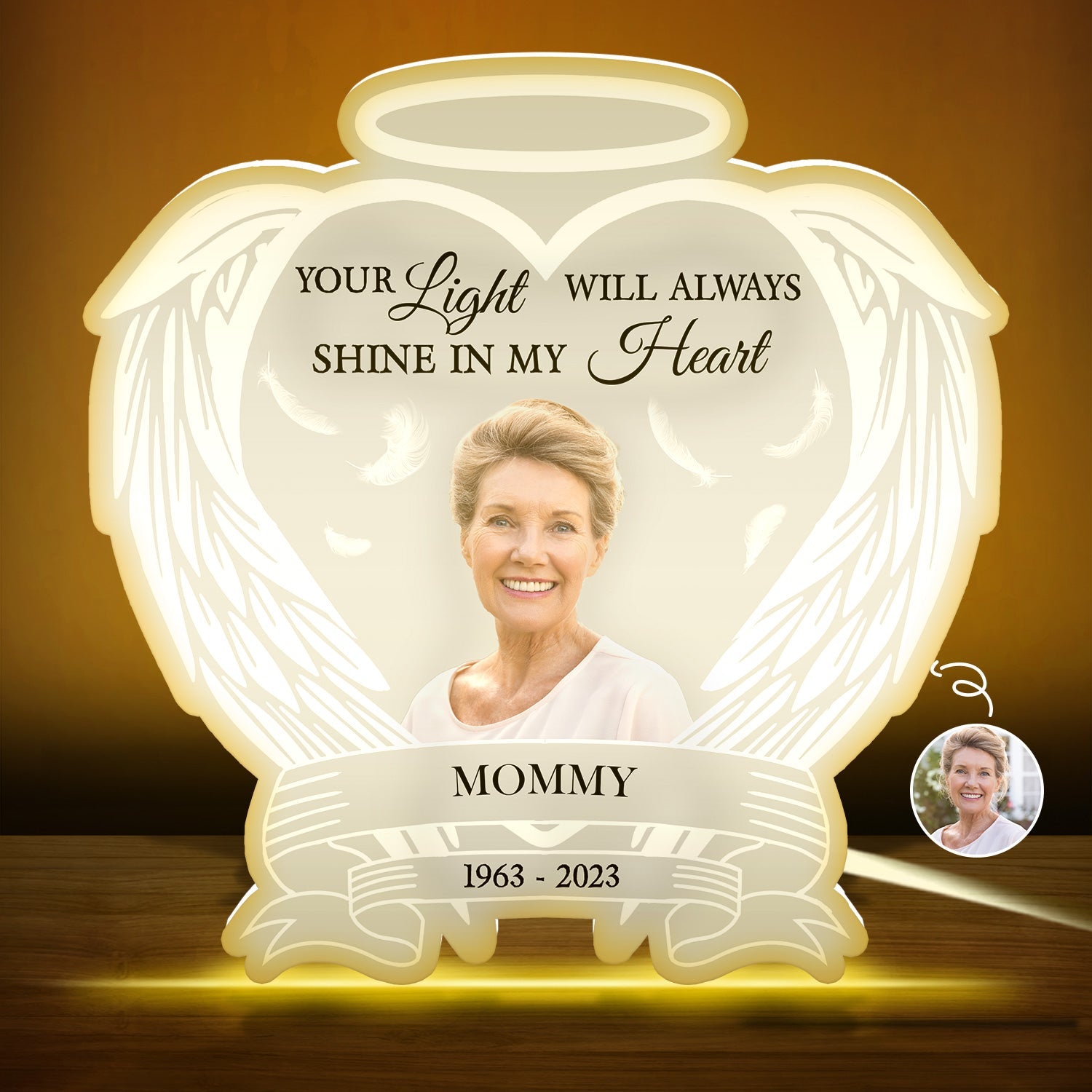 Always Shine In My Heart - Loving, Memorial Gift For Family, Siblings, Friends - Personalized Photo Light Box Garden Decor