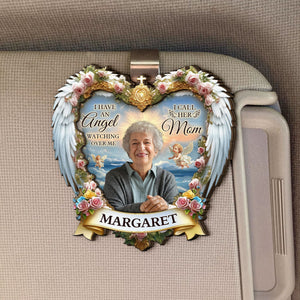 I Have An Angel Looking At My Personalized Wooden Photo Car Visor Clips