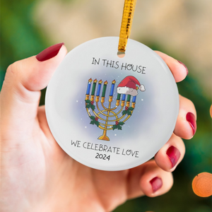 Personalized Circle Ceramic Ornament Jewish and Christian Family Decorations Hanukkah Gift