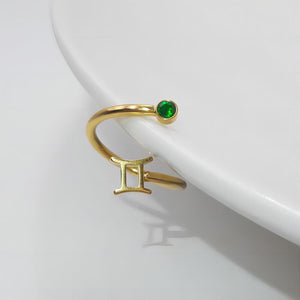 Minimalist Personalized Birthstone Constellation Open Ring