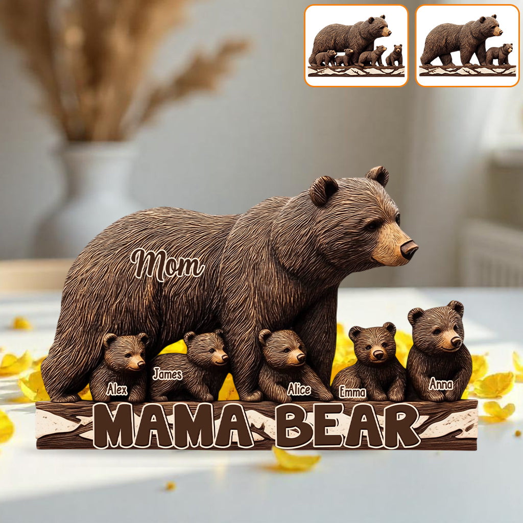 Personalized Mama Bear Custom Shaped Acrylic Plaque For Mother Gift