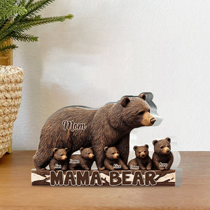 Personalized Mama Bear Custom Shaped Acrylic Plaque For Mother Gift