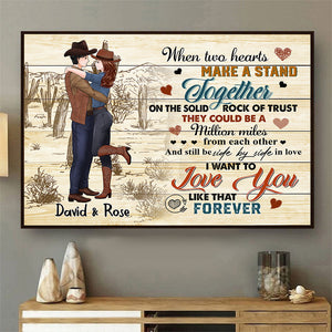 Personalized Cowboy Couple When Two Hearts Make A Stand Together Canvas