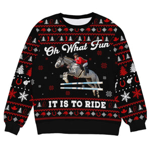 Personalized  Photo Gifts For Horse Riding Lovers Ugly Sweater