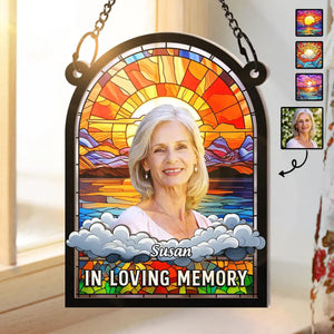 Custom Photo In Loving Memory Family Memorial - Personalized Window Hanging Suncatcher Ornament