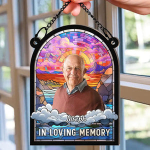 Custom Photo In Loving Memory Family Memorial - Personalized Window Hanging Suncatcher Ornament