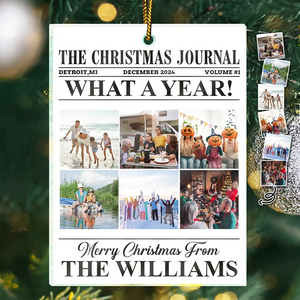 Custom Photo The Christmas Journal What A Year For Family And Friends - Personalized Acrylic Ornament