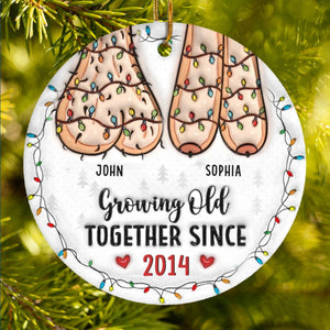 Couple Personalized Custom 3D Inflated Effect Printed  Ceramic Ornament