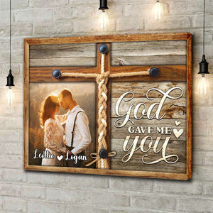 Personalized Couple Photo Canvas Poster,God gave me you,Wedding Anniversary Gift