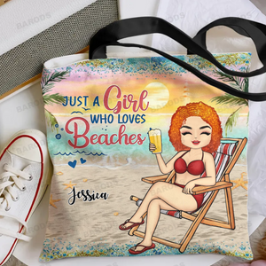 Personalized Cloth Tote Bag - Gift For Beach Lovers - Just A Girl Who Loves Beaches