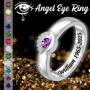 Personalized Birthstone Memorial Angel Eye Ring