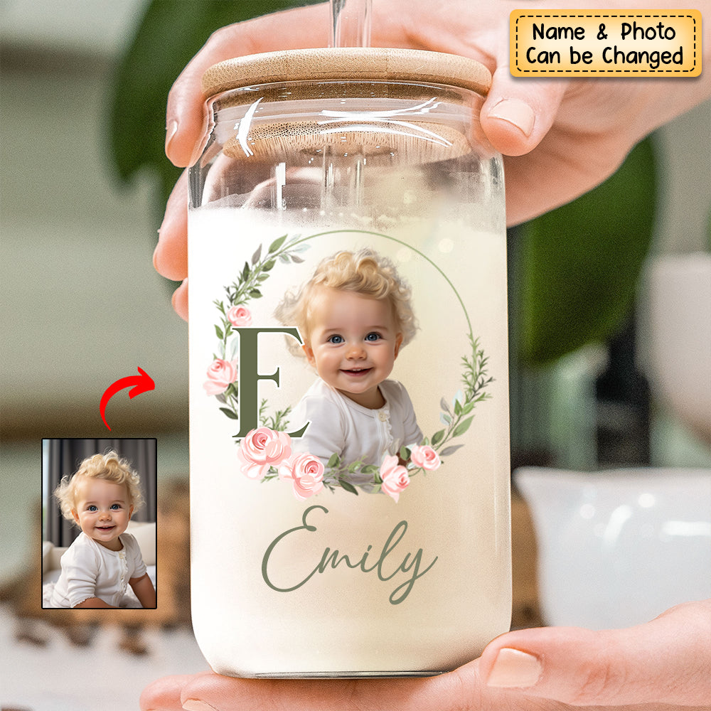 Custom Name And Photo - Personalized Photo Clear Glass Can