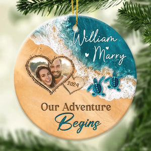 The Year We Became Mr & Mrs – Personalized Beach Christmas Ceramic Ornament Gift For Couple