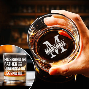 Personalized Husband Father Grandpa Legend Rock Glass