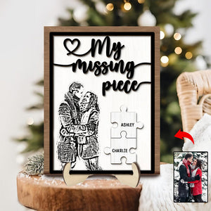 My Missing Piece Gift For Her Gift For Him Personalized 2-Layer Wooden Plaque