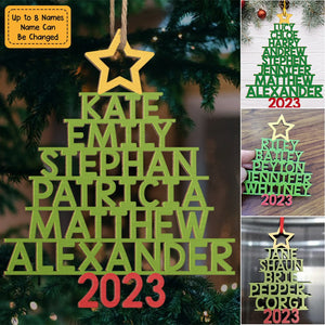 Family Christmas Tree - Personalized Family members‘ names Wood Ornament