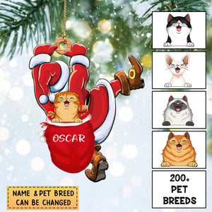 Dog Cat Santa Best Gift Ever - Personalized Christmas Xmas Wood Ornament