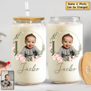 Custom Name And Photo - Personalized Photo Clear Glass Can