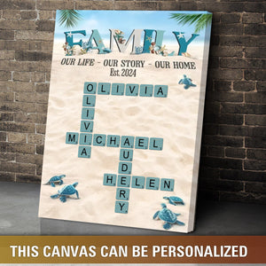 Personalized Family Gift Custom Names Crossword Beach Poster