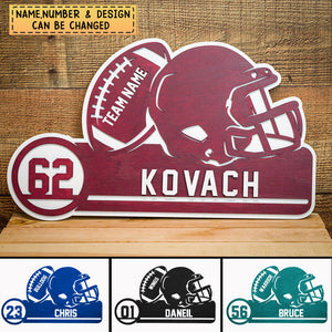 Personalized American football Player Wood Plaque