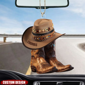 Cowboy Cowgirl Hat & Boots - Custom Christmas Ornament