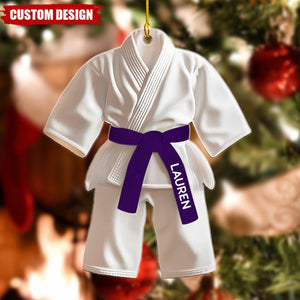 Jiu Jitsu Uniform Black Belt Custom Name Ornament - Christmas Gifts For Jiu Jitsu, Karate Lovers