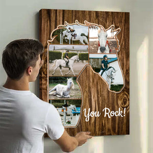 Horse Head Silhouette Photo Collage Canvas, Personalized Gift For Horse Riders