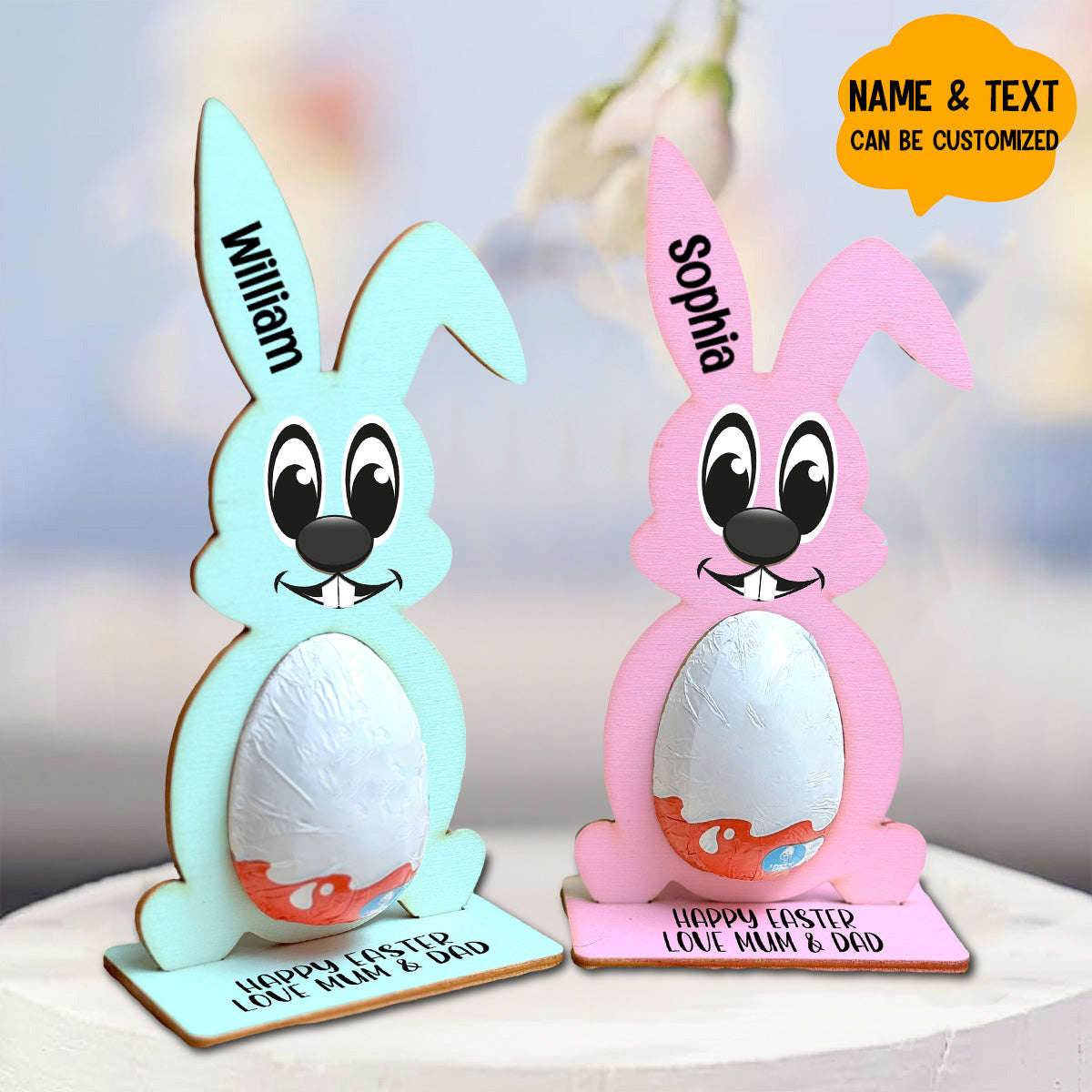 Personalised Easter Egg, Egg Holder Decoration Bunny Treat Egg Hunt Gifts Kid Boy Girl