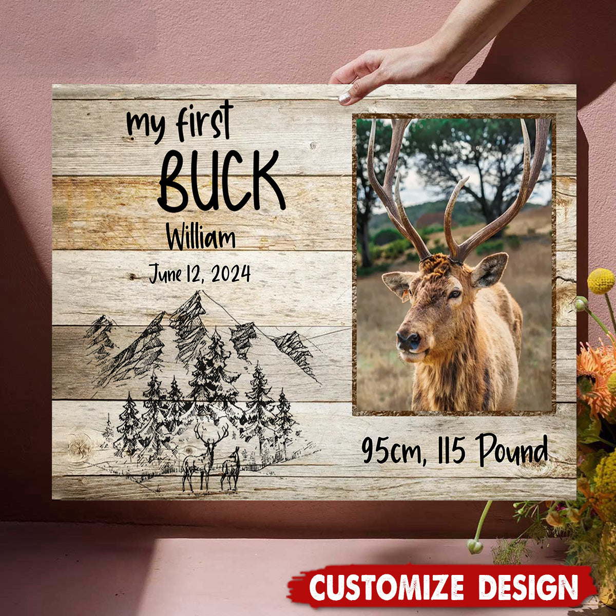 My First Buck Photo Canvas, Father’s Day Grandpa Hunting Gift, Man Gift