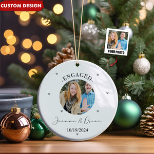 Engagement Ornament - Custom Photo Gift Ceramic Ornament