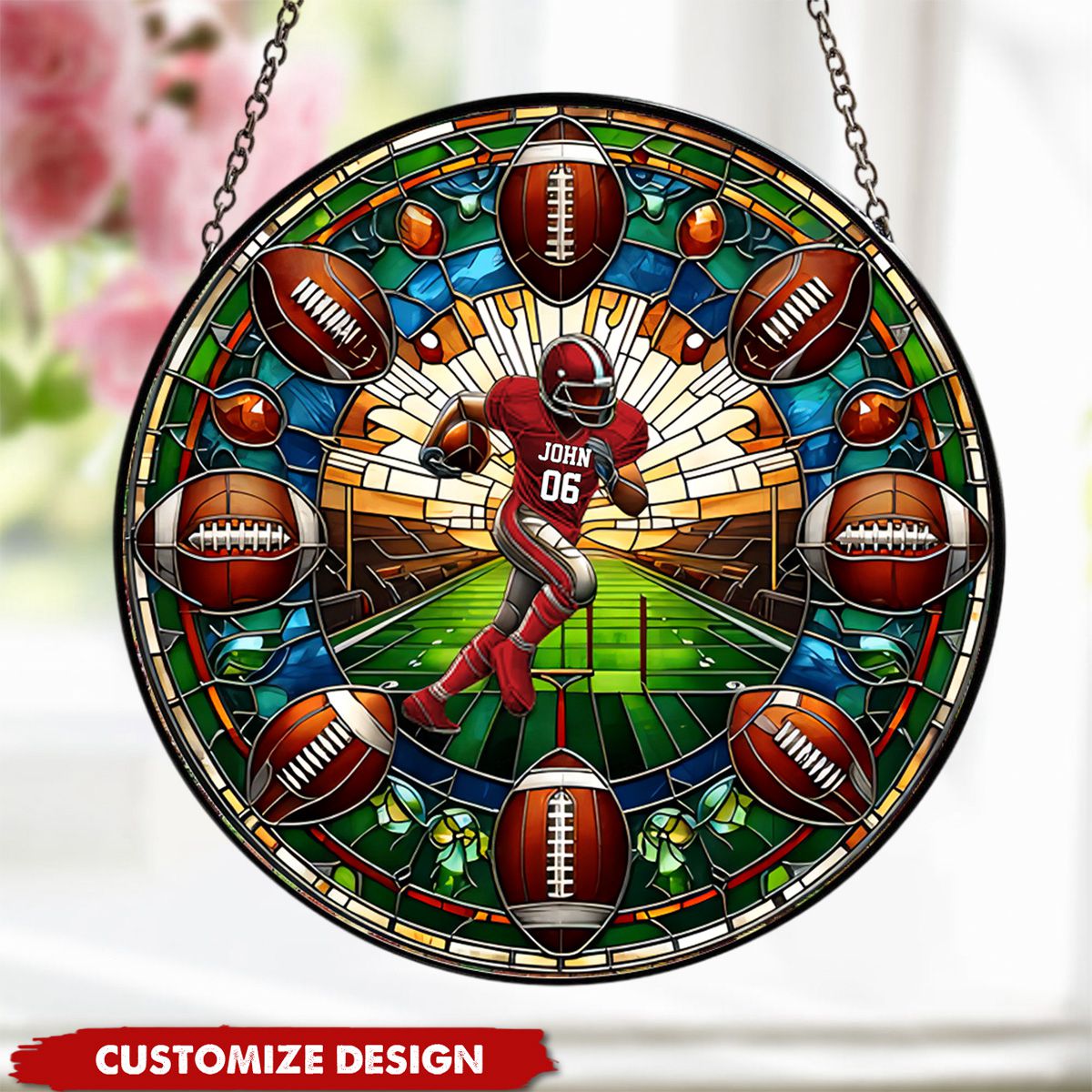 Personalized American Football Suncatcher Ornament - Gifts For Football Lovers