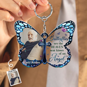 Memorial Personalized Keychain - Acrylic Custom Butterfly Shaped - Sympathy Gif For Family Members