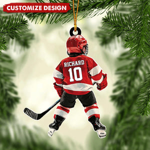 Personalized Kid Hockey Players Christmas Ornament For Hockey Lover