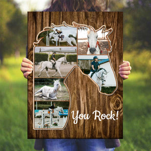 Horse Head Silhouette Photo Collage Canvas, Personalized Gift For Horse Riders