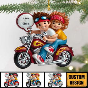 Gift For Motorcycle Couple - Personalized Acrylic Ornament, Mr and Mrs Ornament