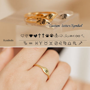 Personalized Symbols, Capital Letter Ring, Stacked Ring Gift For Her, Mother, Bridesmaid, Girlfriend