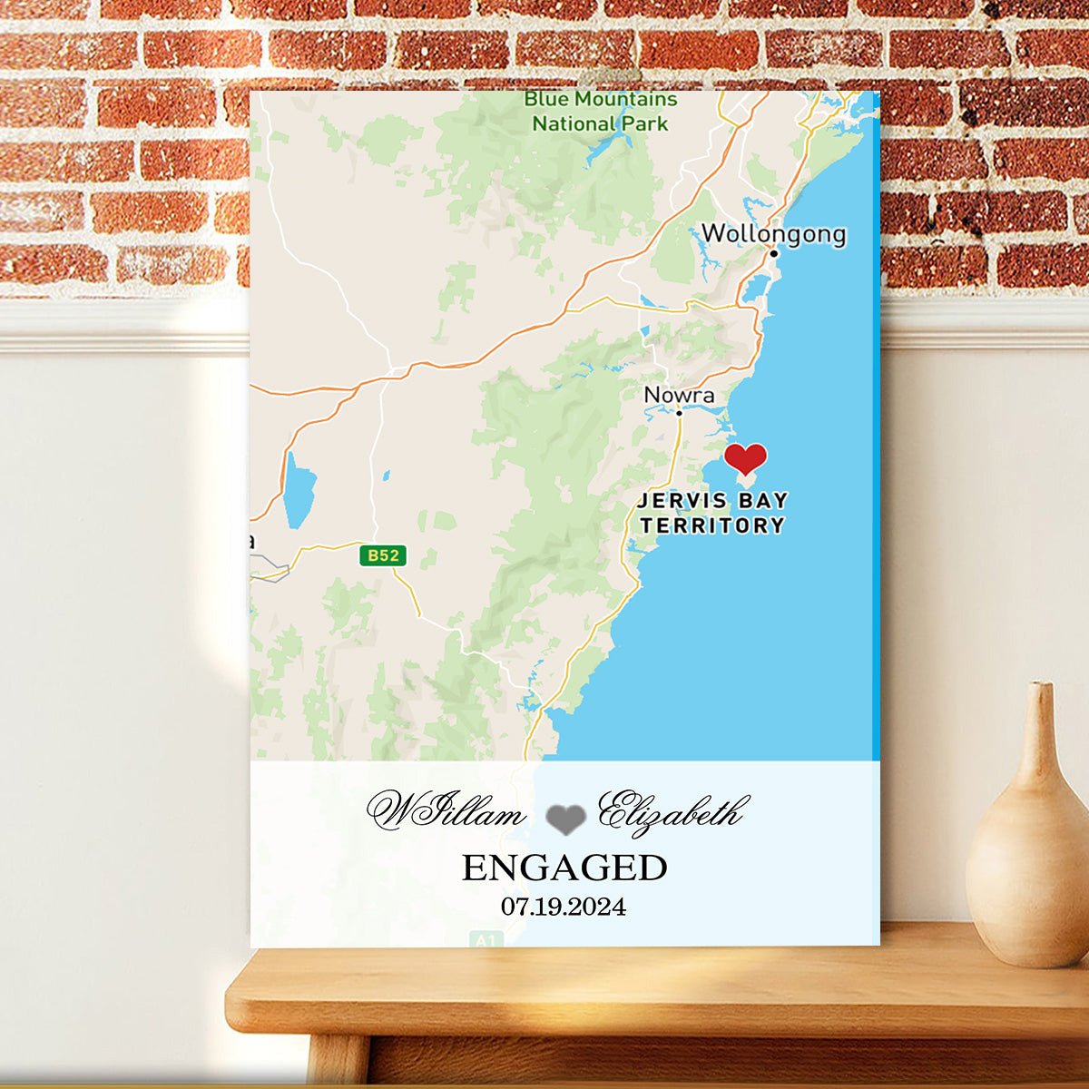 Engagement Poster - Custom Map Perfect Gift For Couple