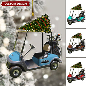 Riding Golf Cart Personalized Christmas Ornament - Gifts For Golfer