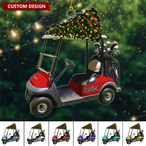 Riding Golf Cart Personalized Christmas Ornament - Gifts For Golfer