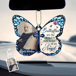 Memorial Personalized Custom Car Ornament - Acrylic Custom Butterfly Shaped - Sympathy Gif For Family Members