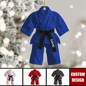 Jiu Jitsu Uniform Black Belt Custom Name Ornament - Christmas Gifts For Jiu Jitsu, Karate Lovers