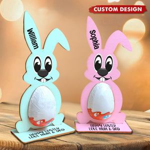 Personalised Easter Egg, Egg Holder Decoration Bunny Treat Egg Hunt Gifts Kid Boy Girl