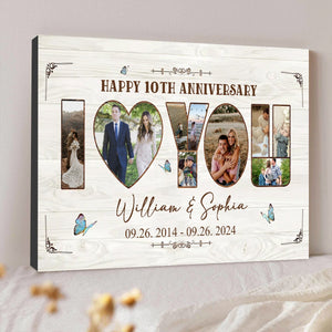 Personalized I Love You Photo Collage Canvas, Custom Anniversary Picture Collage, Wedding Gift