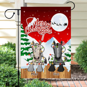 Merry Christmas Personalized Horse Garden Flag - Gift for Horse Lovers